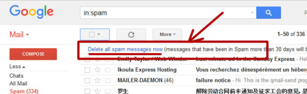 clear spam gmail