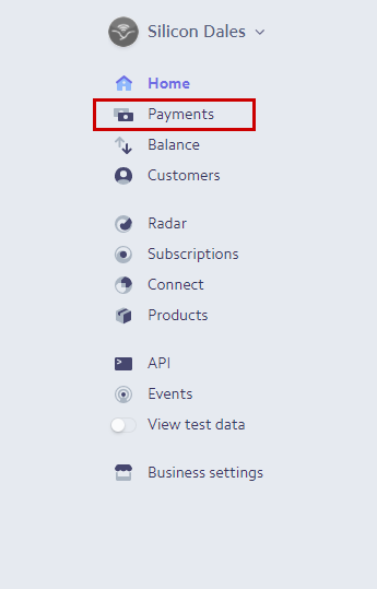 stripe payments menu item image