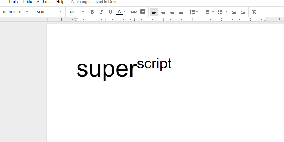 superscript google docs image